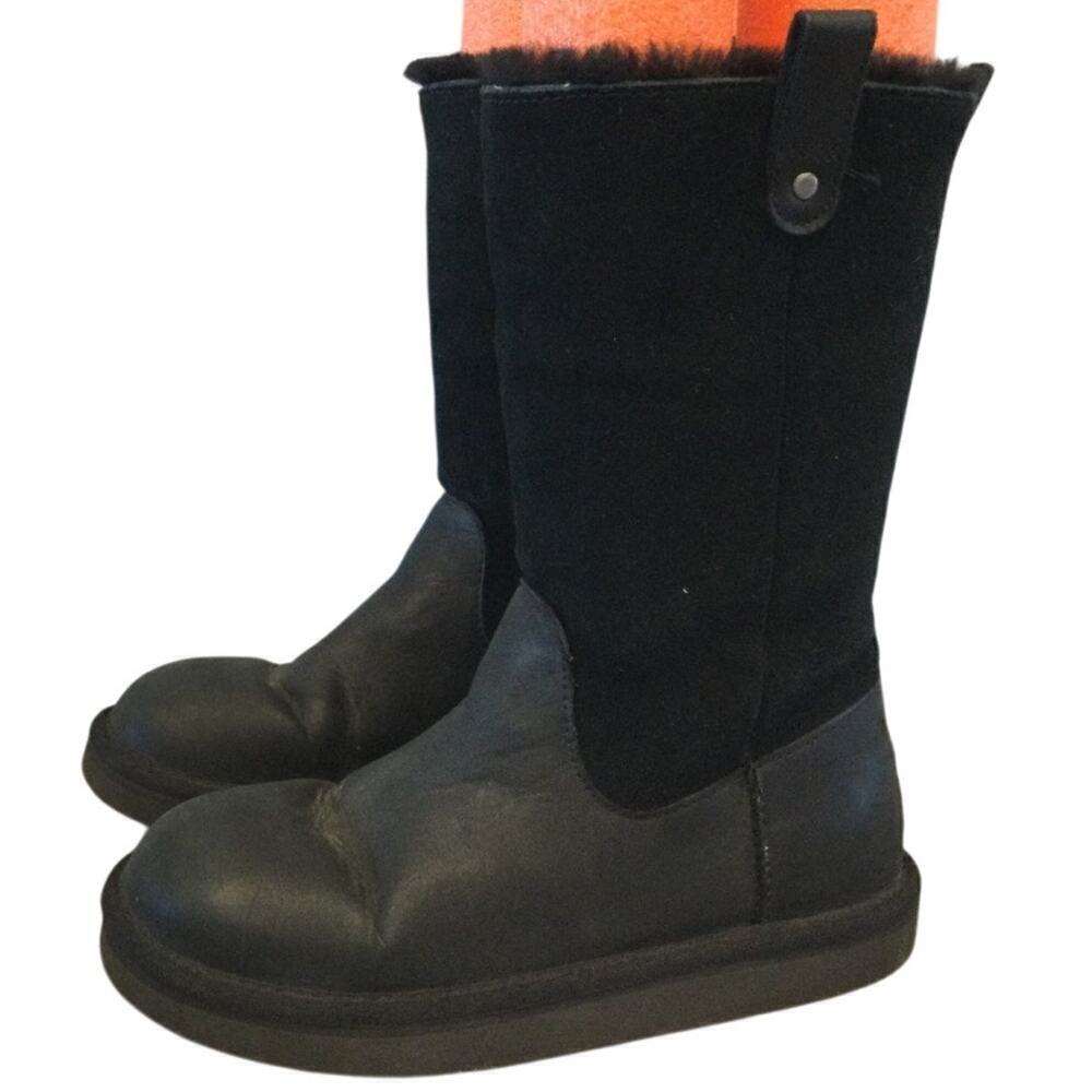UGG Girls Jesslyn Tall Boots Sz US 3 EU 33 Kids Black Preppy Y2K Suede Shearling